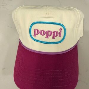 Poppi Embroidered Logo Cap in Cream & Magenta